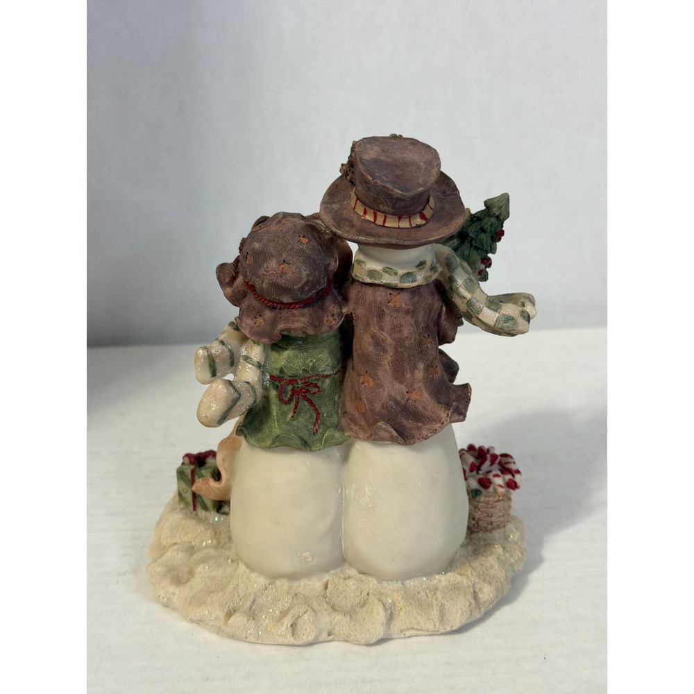 Vintage Style Snowman Family Figurine with Christmas Tree and Puppy M207772 - Picture 3 of 9
